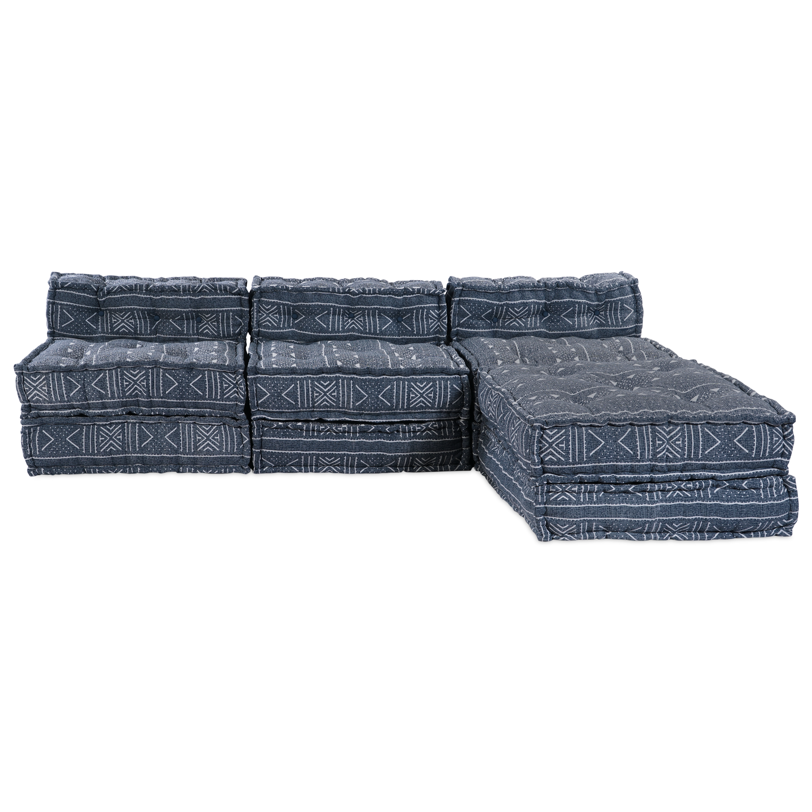 4-Seater Modular Pouffe Sofa that Turns into a Bed in Indigo Fabric - Image 7