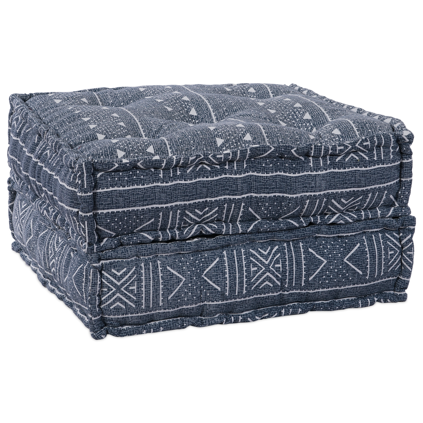 2-Seater Modular Pouffe Sofa Convertible in Indigo Fabric - Image 4