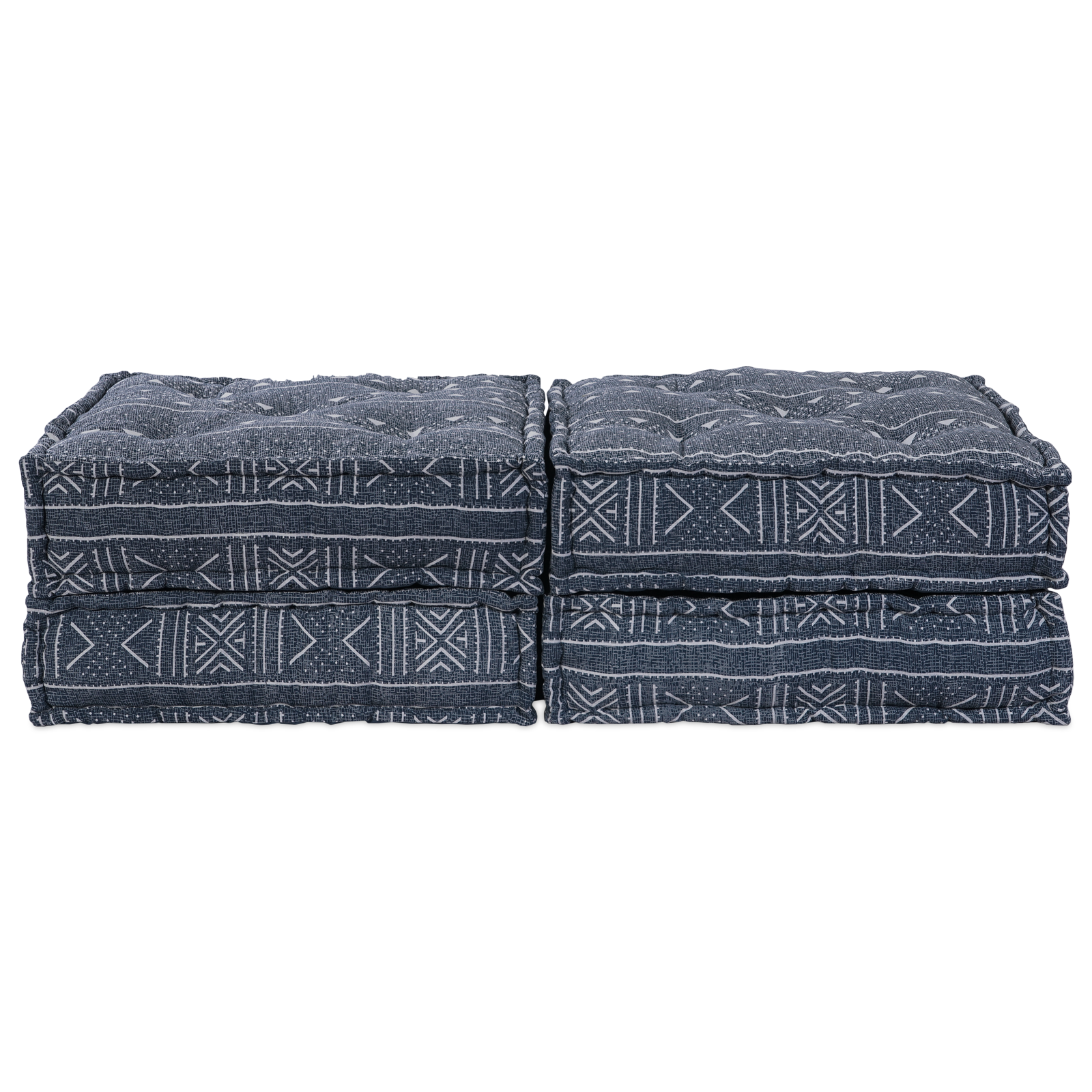 2-Seater Modular Pouffe Sofa Convertible in Indigo Fabric - Image 5