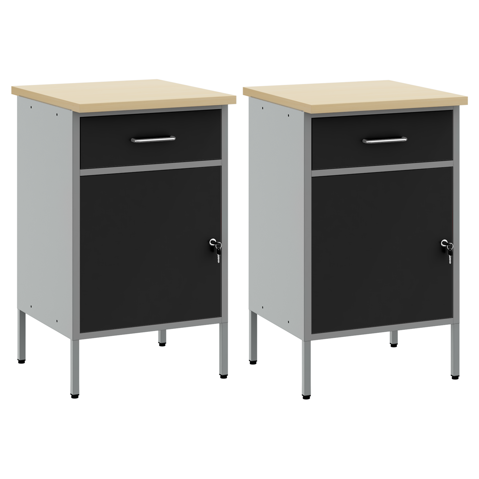 Work Cabinet 2 pcs Black and Grey Engineered Wood and Steel - Image 5