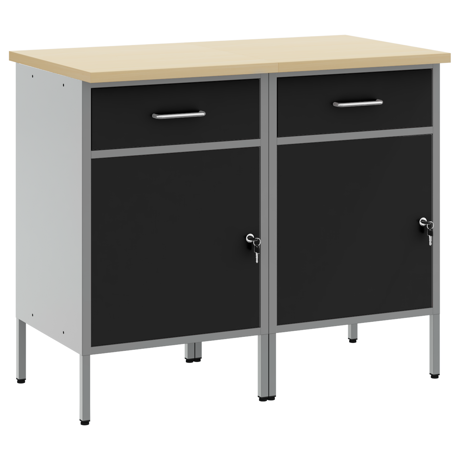 Work Cabinet 2 pcs Black and Grey Engineered Wood and Steel - Image 6