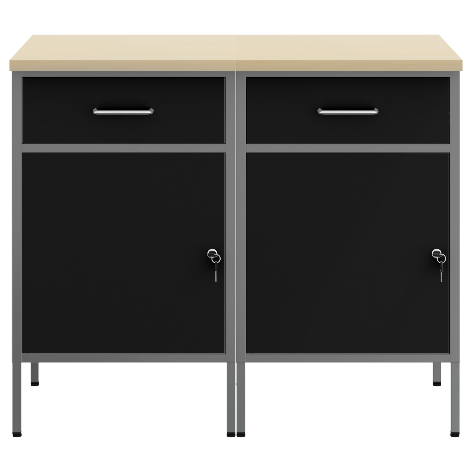 Work Cabinet 2 pcs Black and Grey Engineered Wood and Steel - Image 10