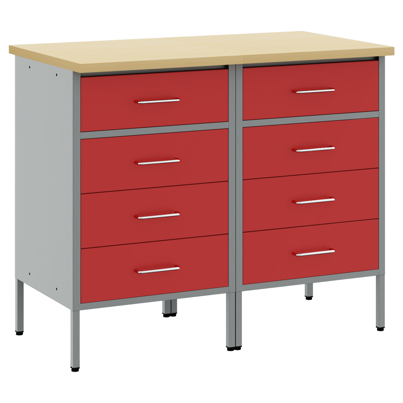 Work Cabinet 2 pcs Red and Grey Engineered Wood and Steel - Image 2