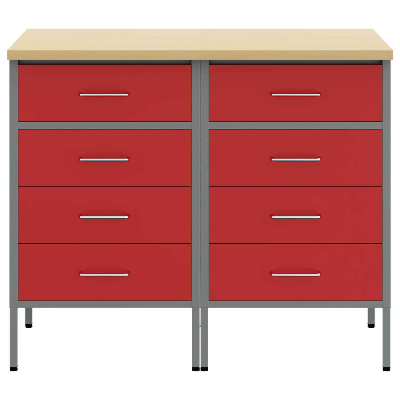 Work Cabinet 2 pcs Red and Grey Engineered Wood and Steel - Image 8