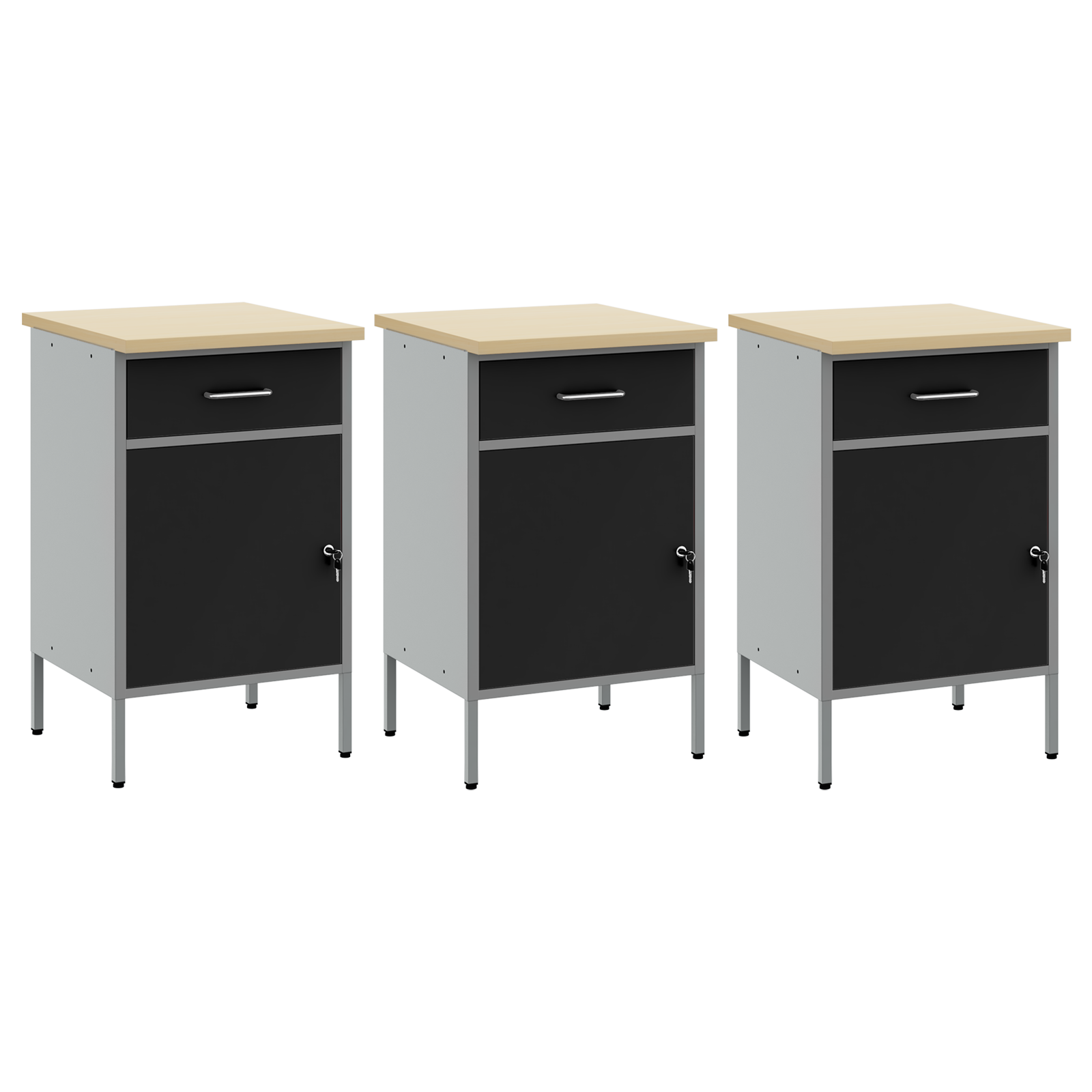 Work Cabinet Set Set of 3 Black and Grey Steel 150 x 55 x 85 cm - Image 5