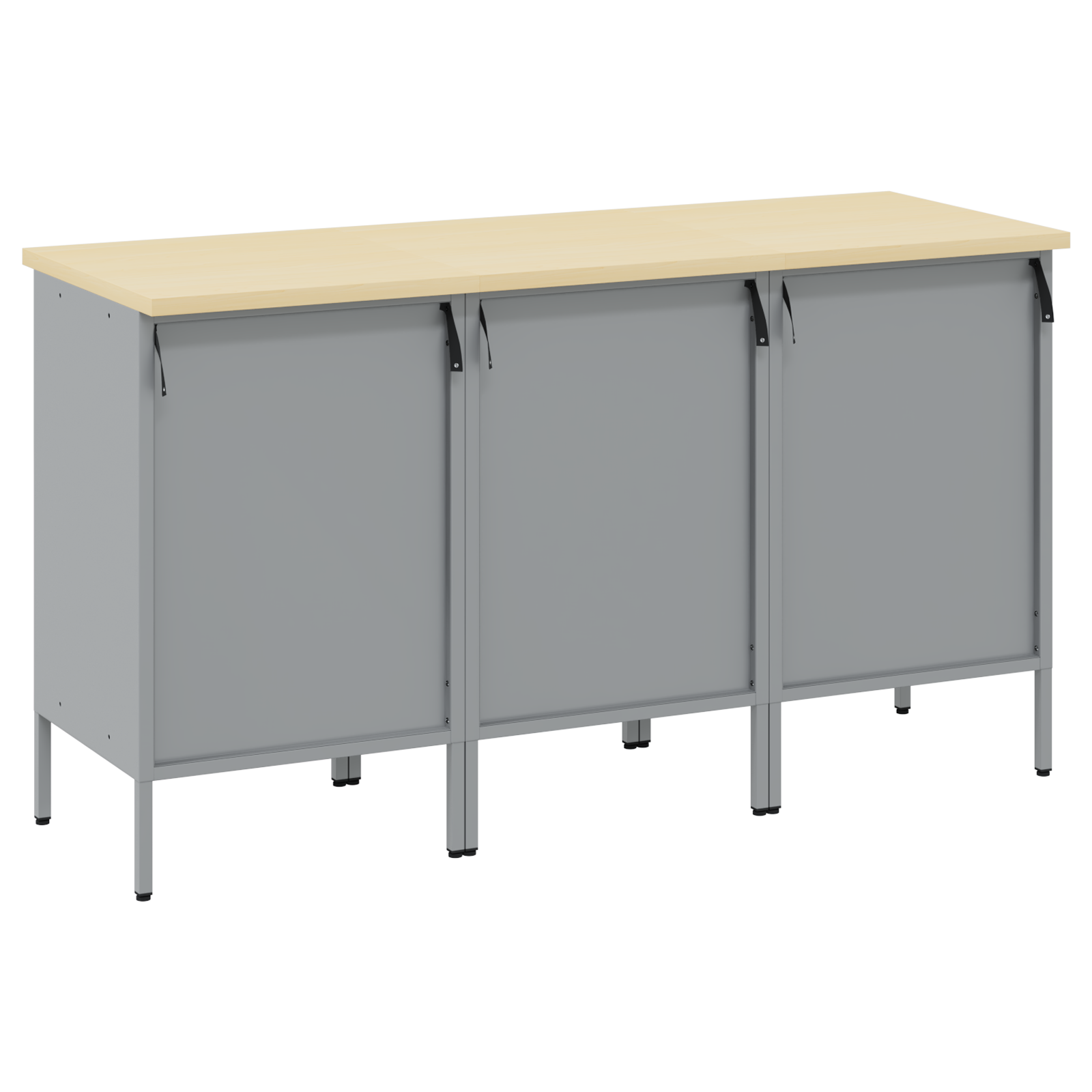 Work Cabinet Set - 3 Pieces in Black and Grey Wood and Steel - Image 8