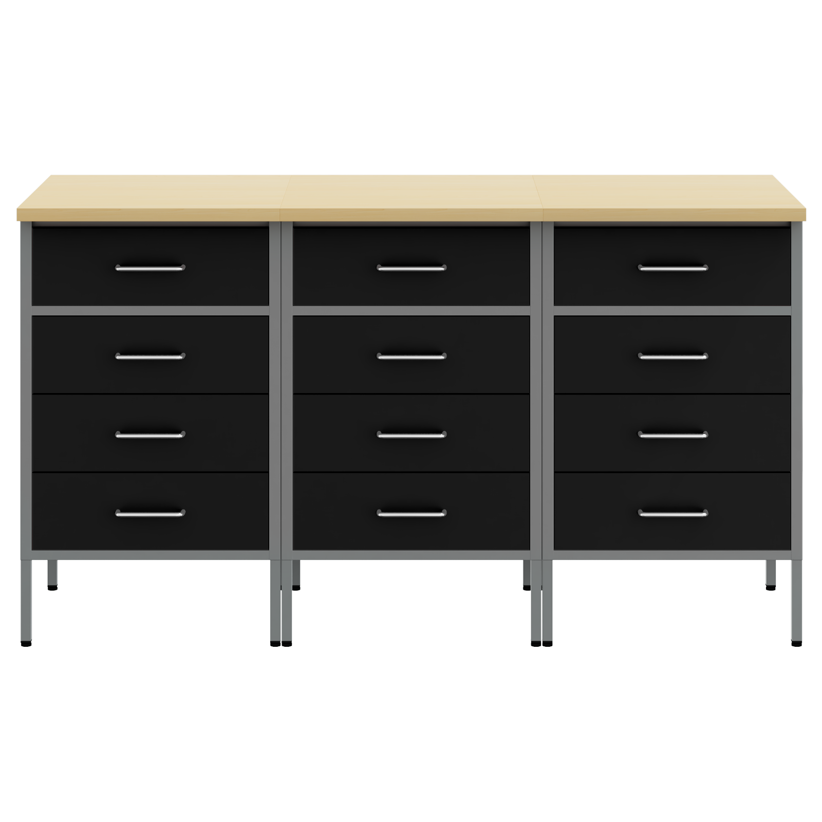 Arbejdsskab 3 dele Sort og Grå af Træ og Stål 8 image product%2F3321368%2FP Image 3321368 WBG Front 03