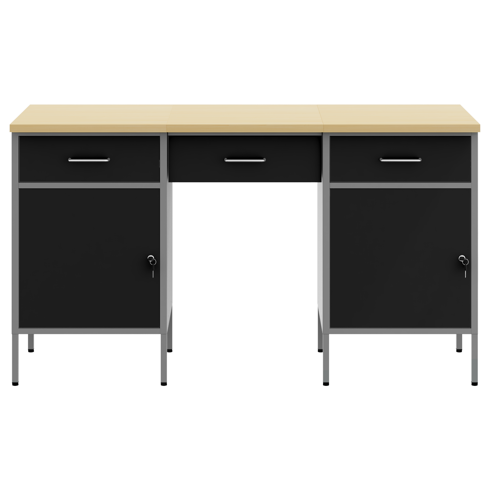 3-Piece Work Cabinet and Table Set - Black Engineered Wood and Steel - Image 7