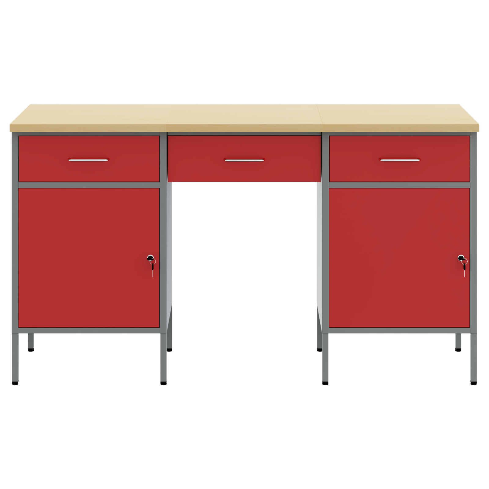 3-Piece Work Cabinet and Table Set - Red Engineered Wood & Steel - Image 11