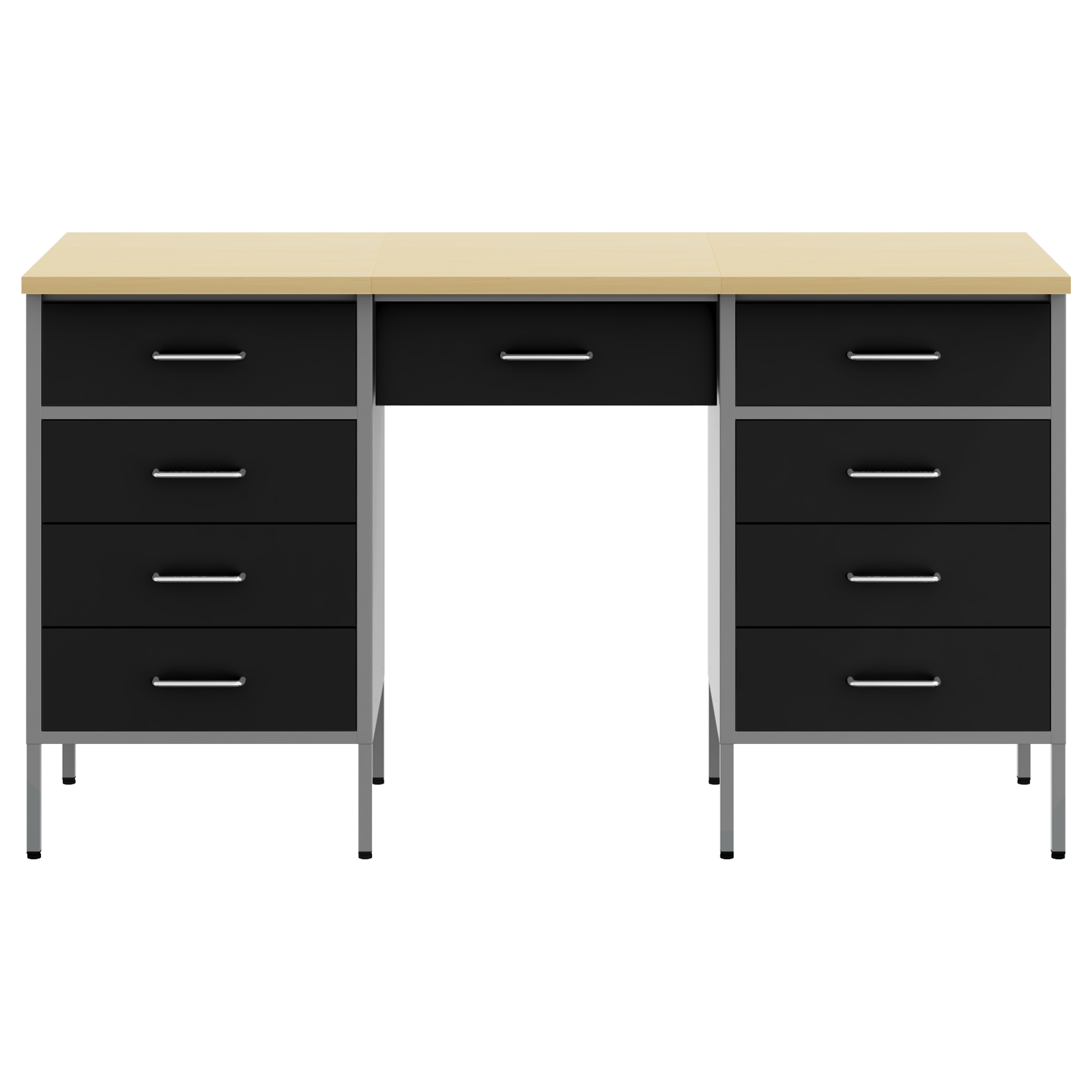 3-Piece Work Cabinet and Table Set in Black Engineered Wood & Steel - Image 10