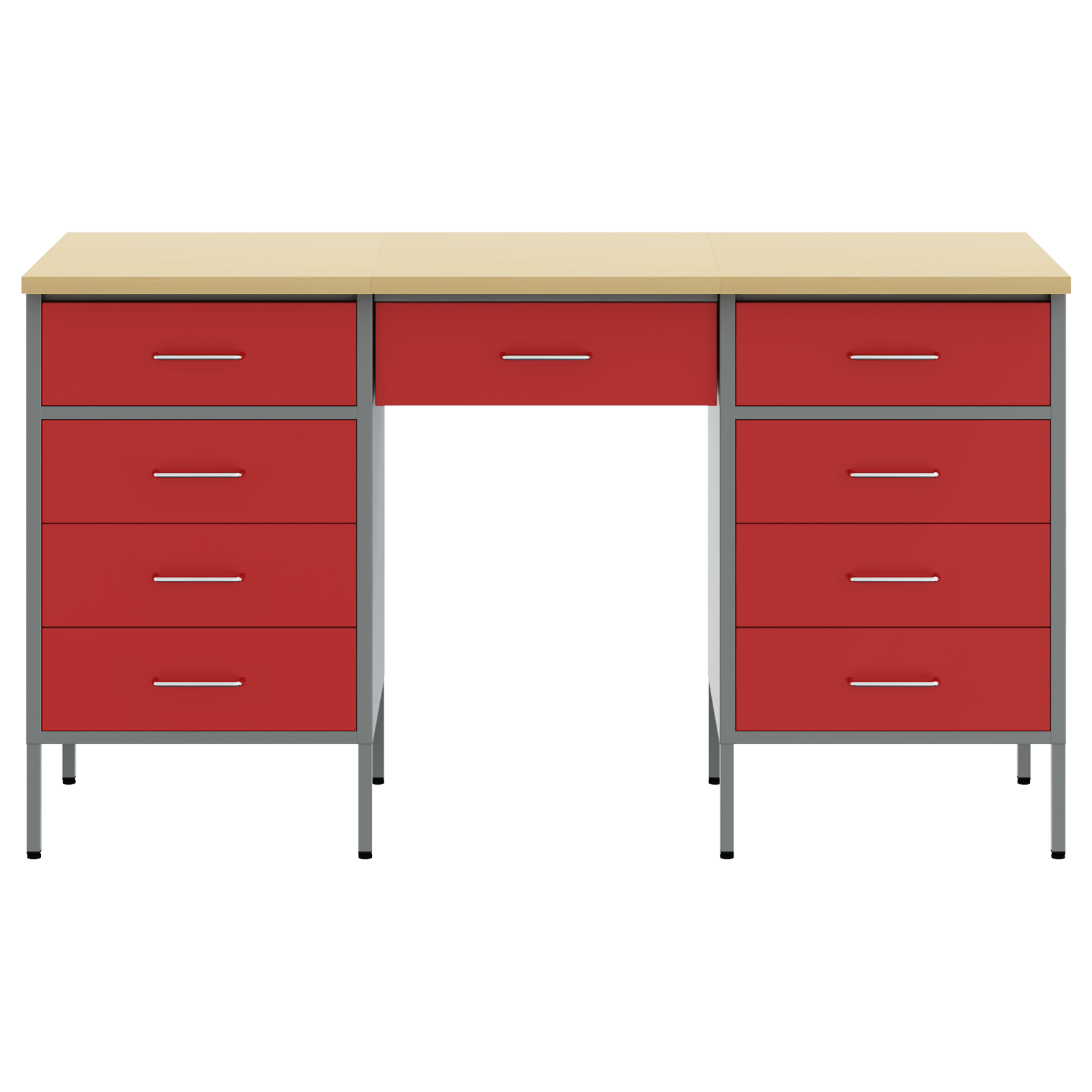 3-Piece Work Cabinet and Table Set in Red Engineered Wood and Steel - Image 8