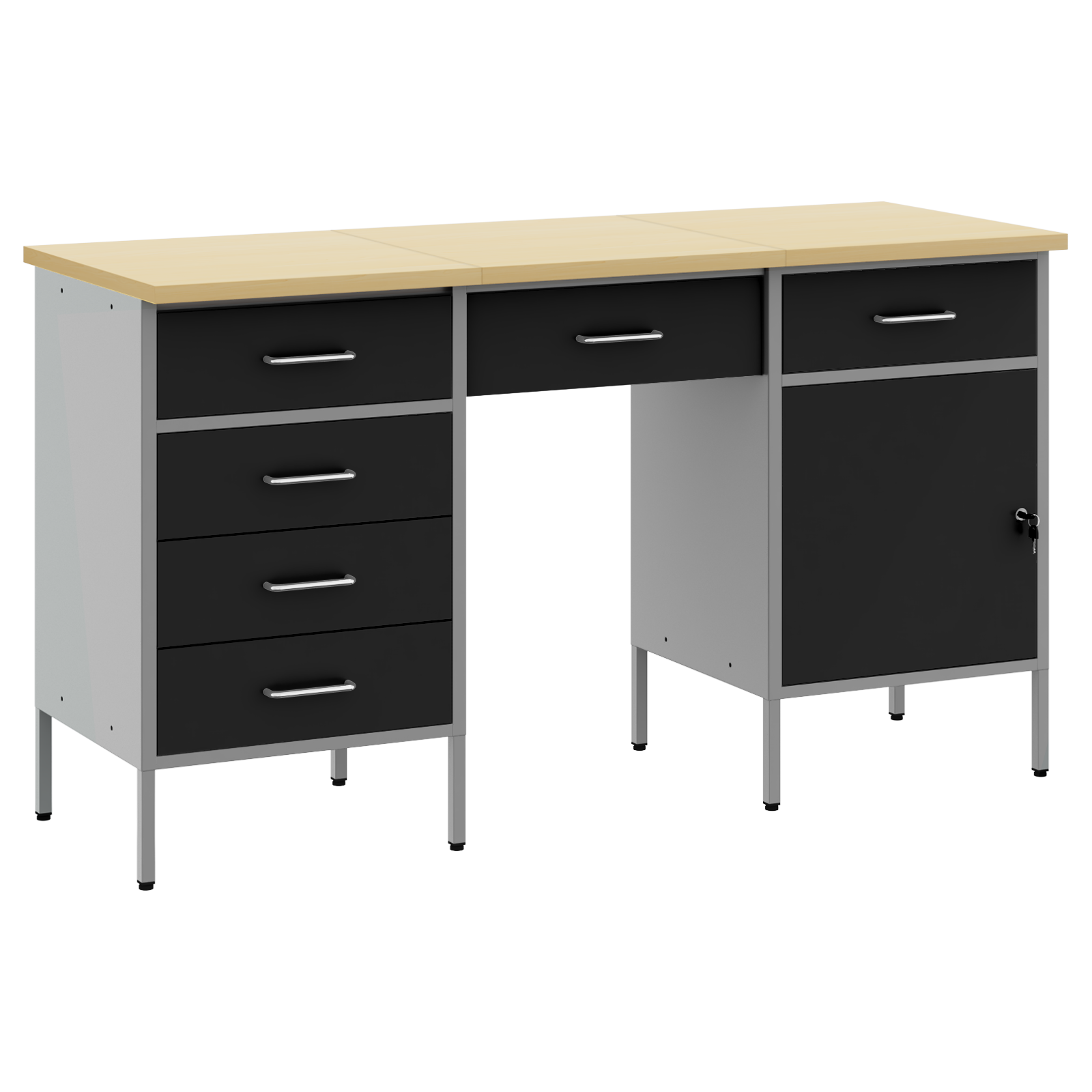 3 Piece Work cabinet and Table Set Black Engineered Wood&Steel - Image 7