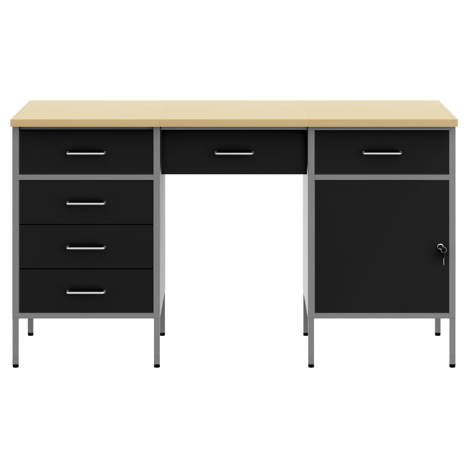 3 Piece Work cabinet and Table Set Black Engineered Wood&Steel - Image 9