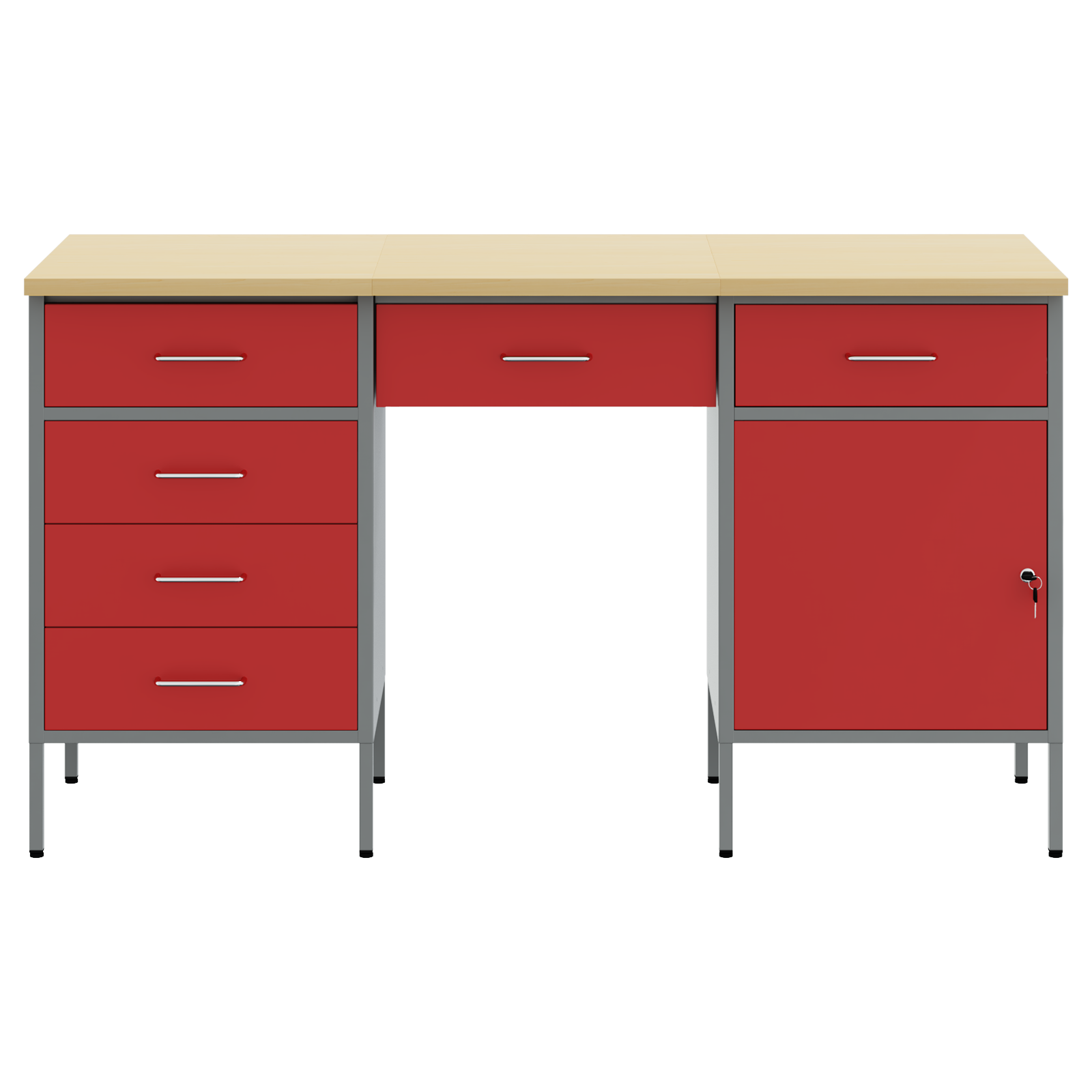 3-Piece Work Cabinet and Table Set - Red Engineered Wood & Steel - Image 10