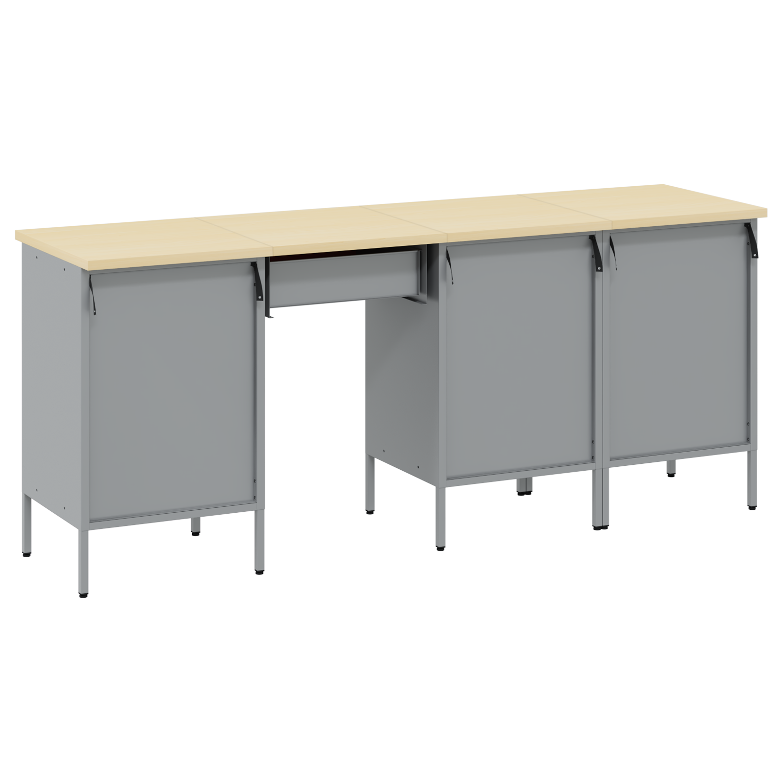 4-Piece Work Cabinet and Table Set - Red Engineered Wood and Steel - Image 9