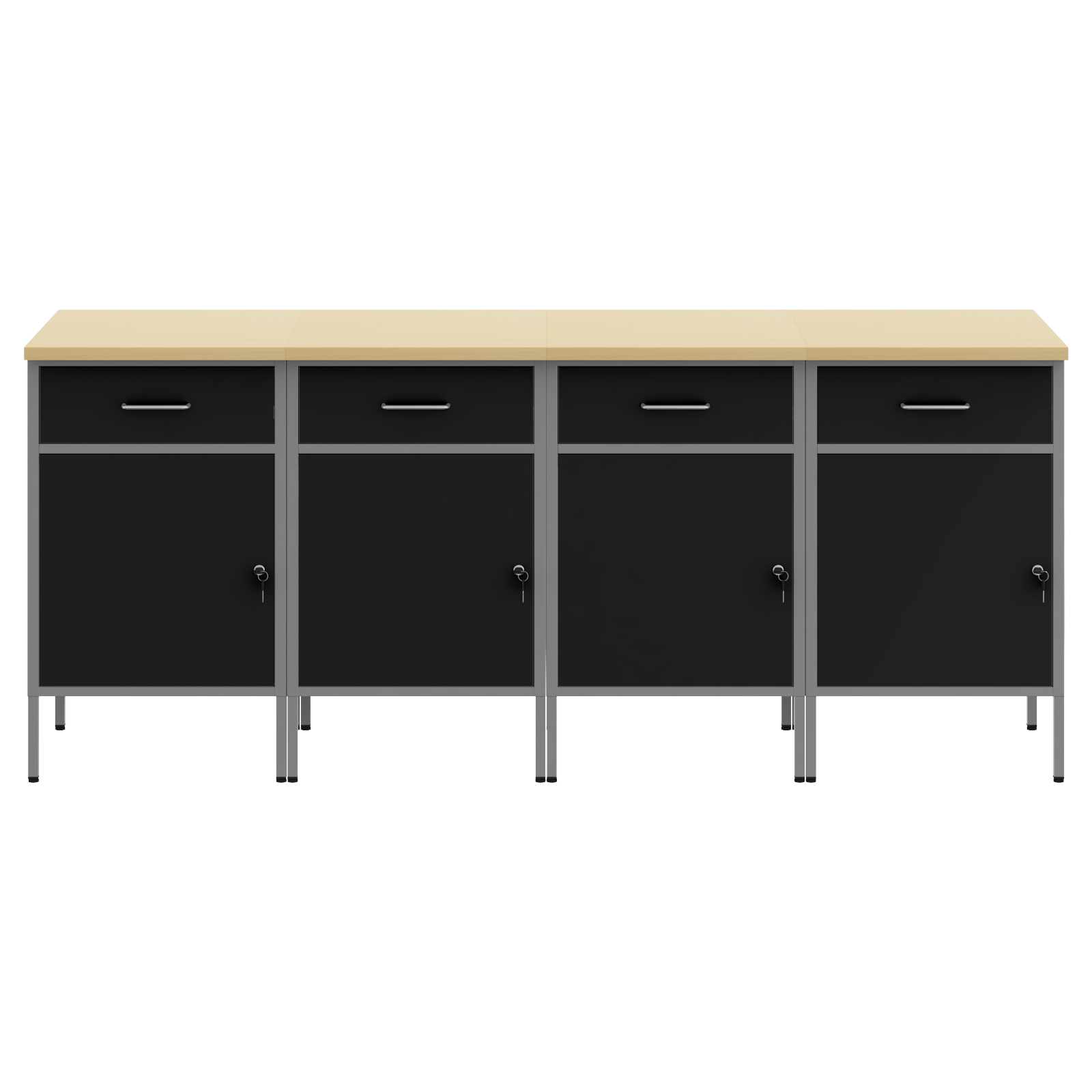 Work Cabinet 4 pcs Black and Grey Engineered Wood and Steel - Image 7