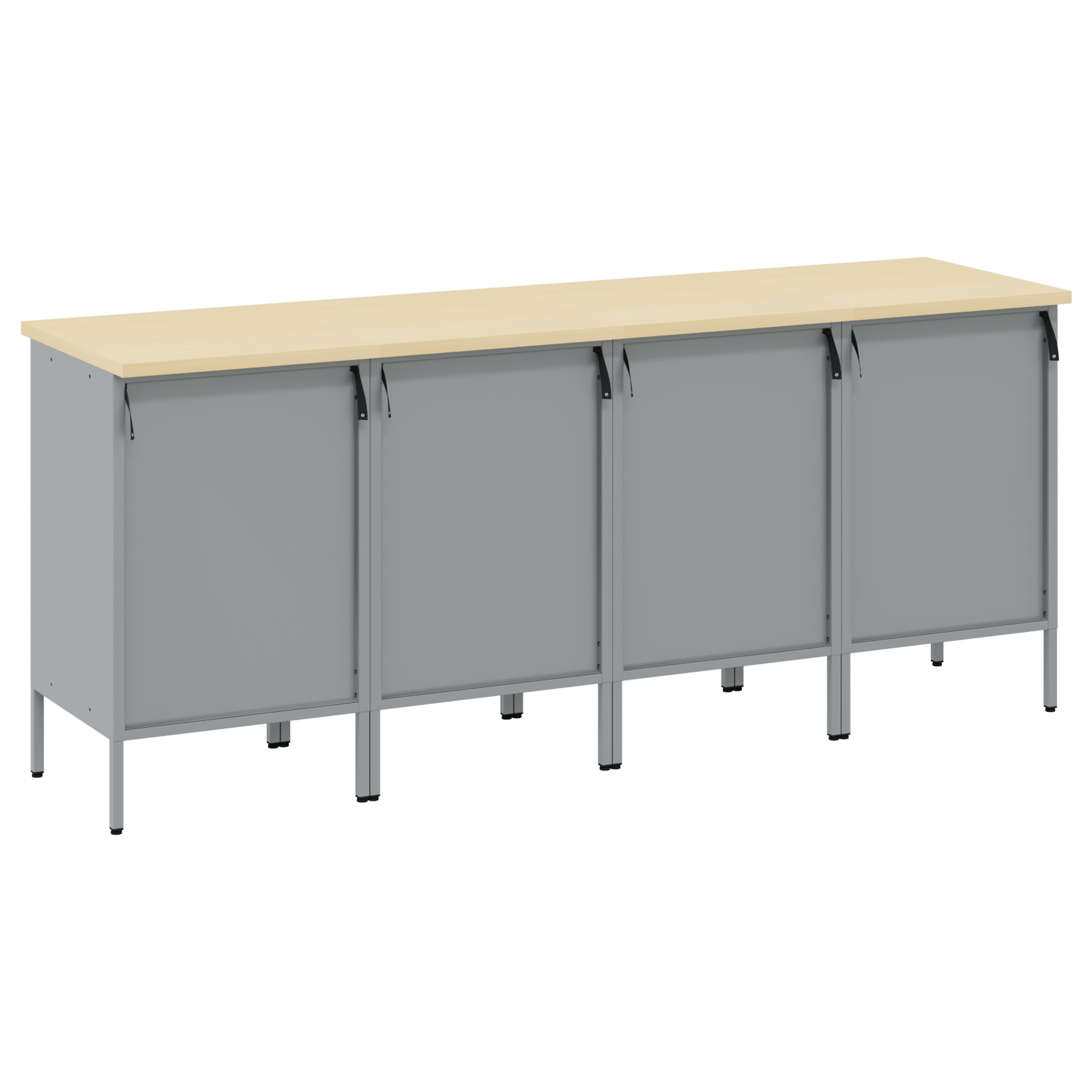 Work Cabinet Set - 4 Pieces in Red and Grey, Made of Engineered Wood and Steel - Image 9