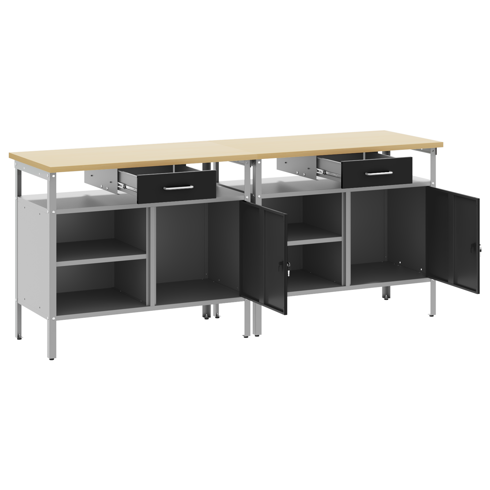 2 Piece Work Bench Set Black Steel - Image 4