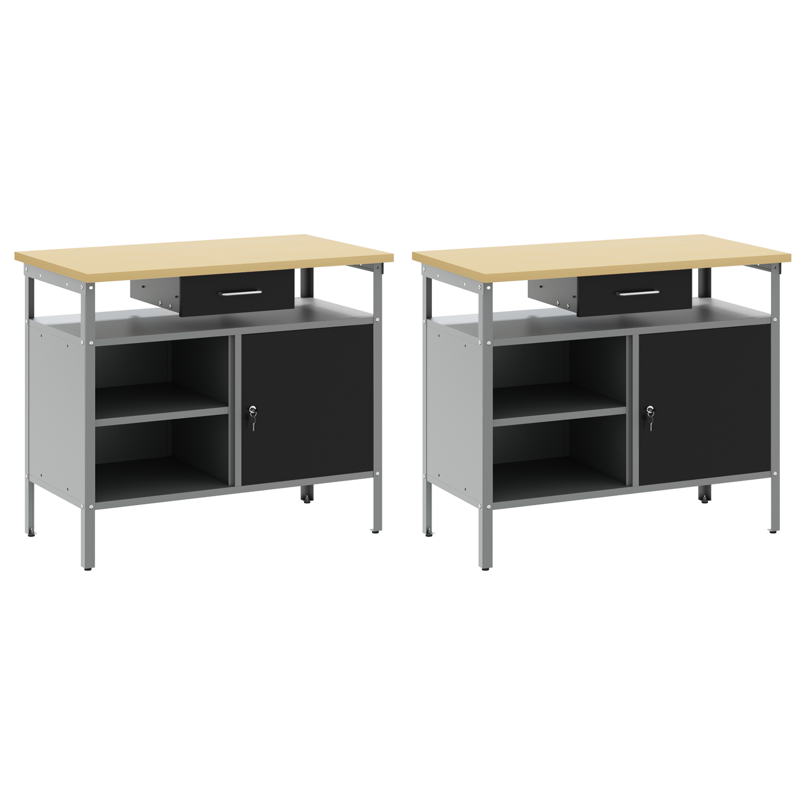 2 Piece Work Bench Set Black Steel - Image 5