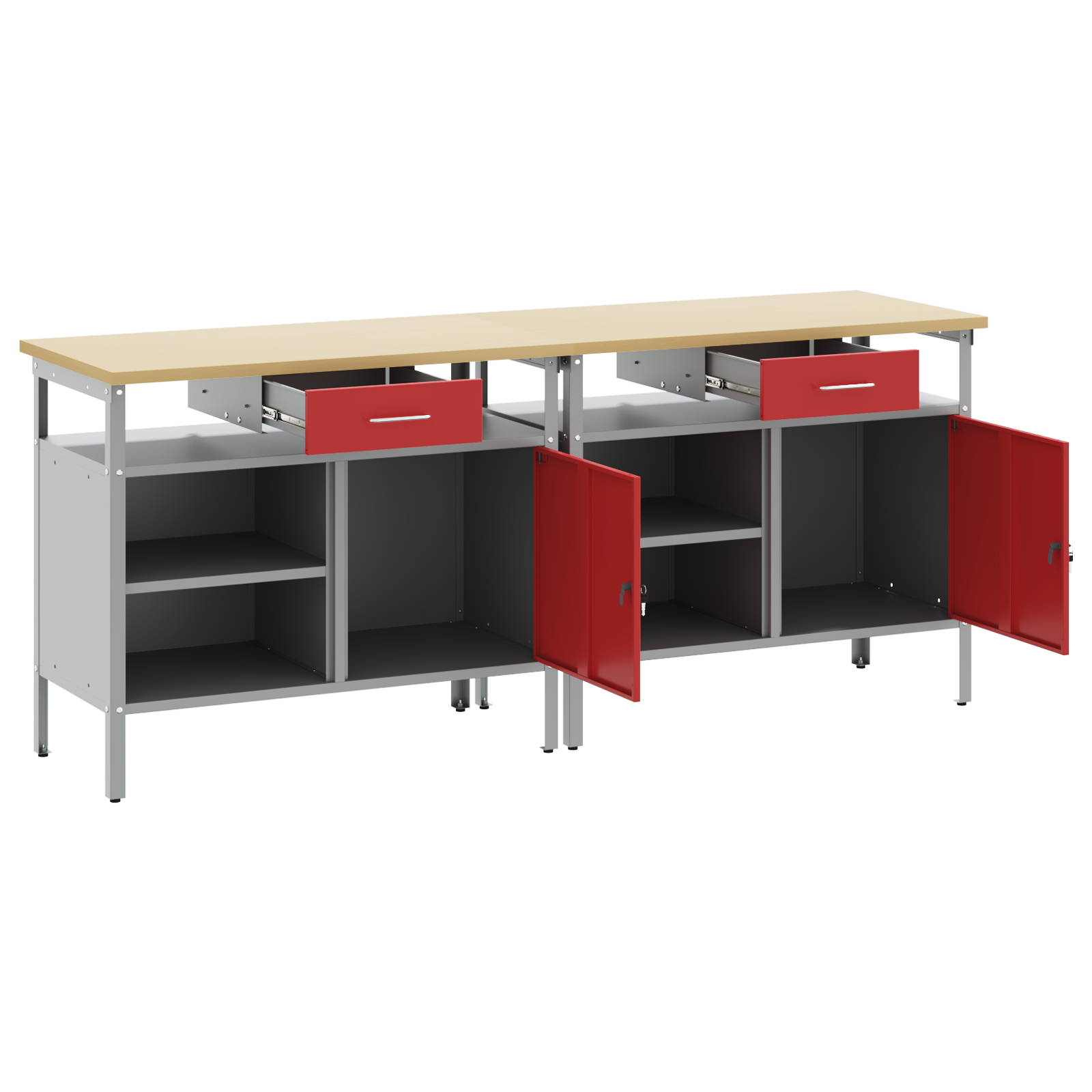 2-Piece Work Bench Set in Red Steel - Image 4