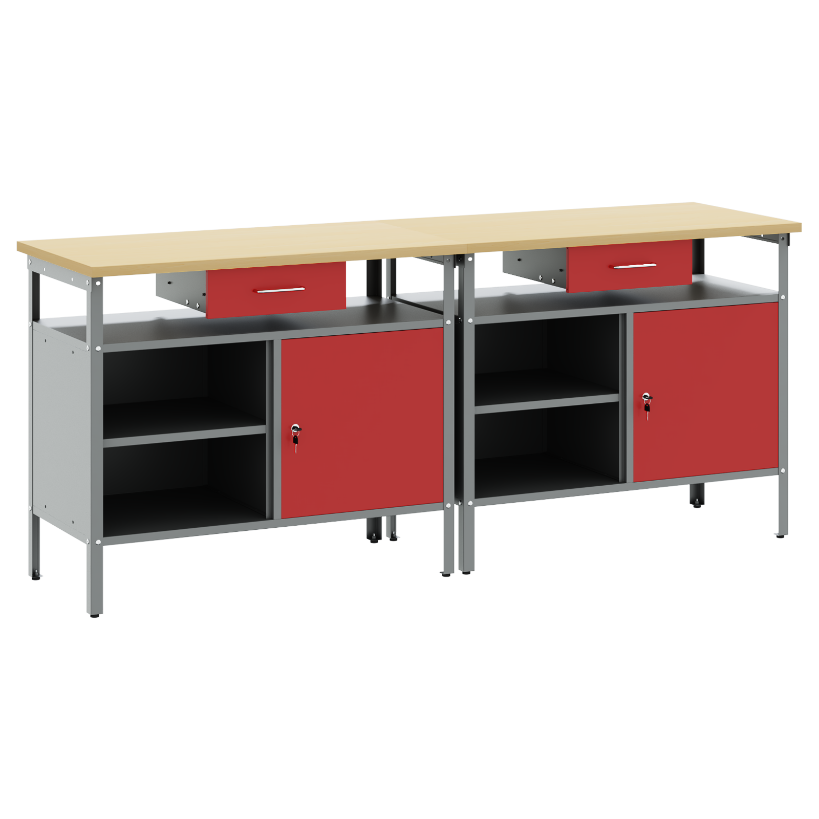 2-Piece Work Bench Set in Red Steel - Image 2