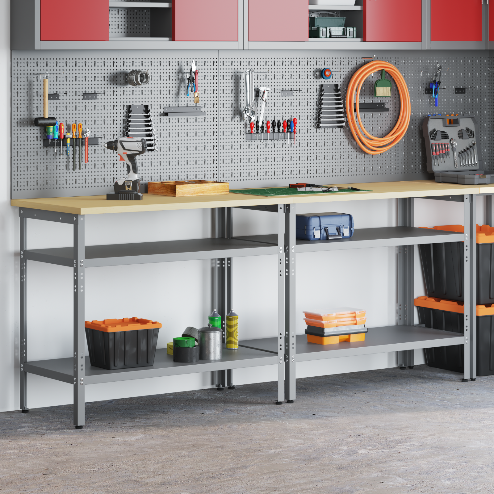 2-Piece Workbench Set in Grey Steel