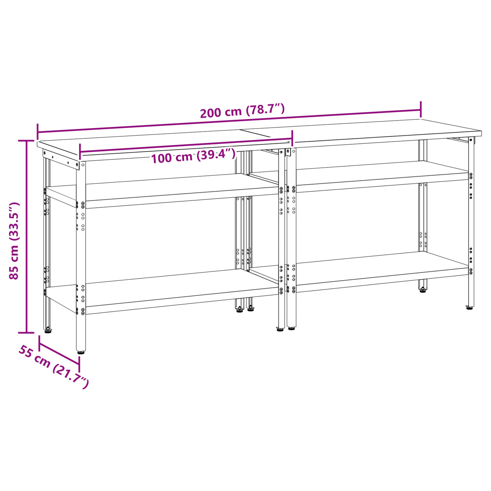 2-Piece Workbench Set in Grey Steel - Image 9