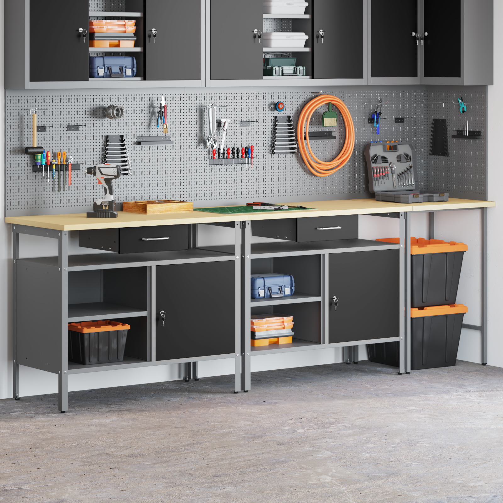 3-Piece Work Bench Set in Red Steel - Image 3