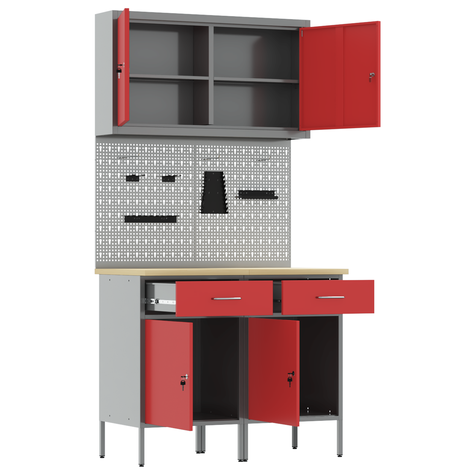 5-Piece Workbench Set in Red Steel - Image 5