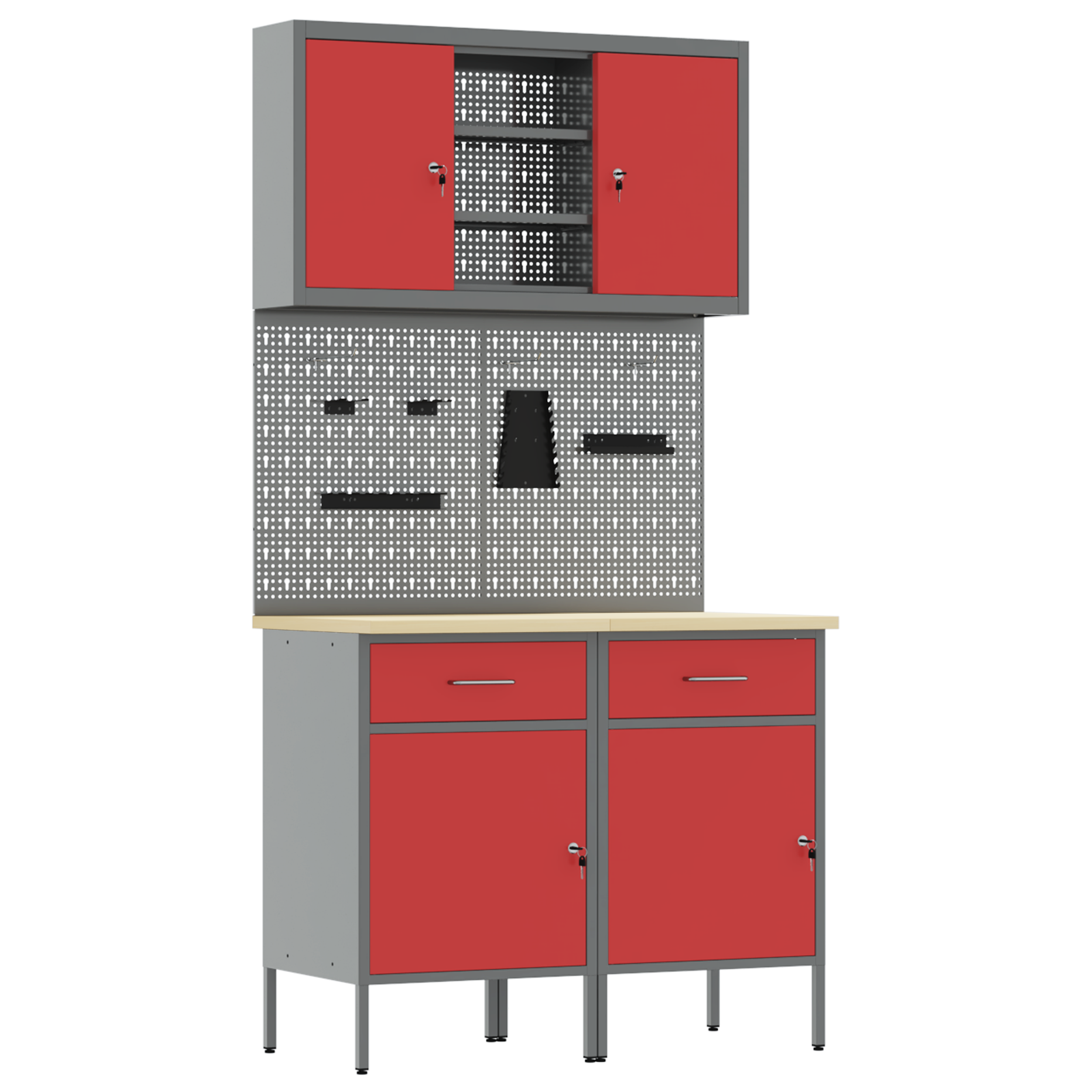 6-Piece Work Bench Set - Red Steel - Image 2