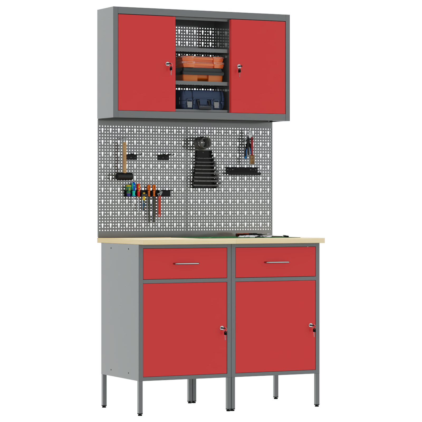 6-Piece Work Bench Set - Red Steel - Image 3