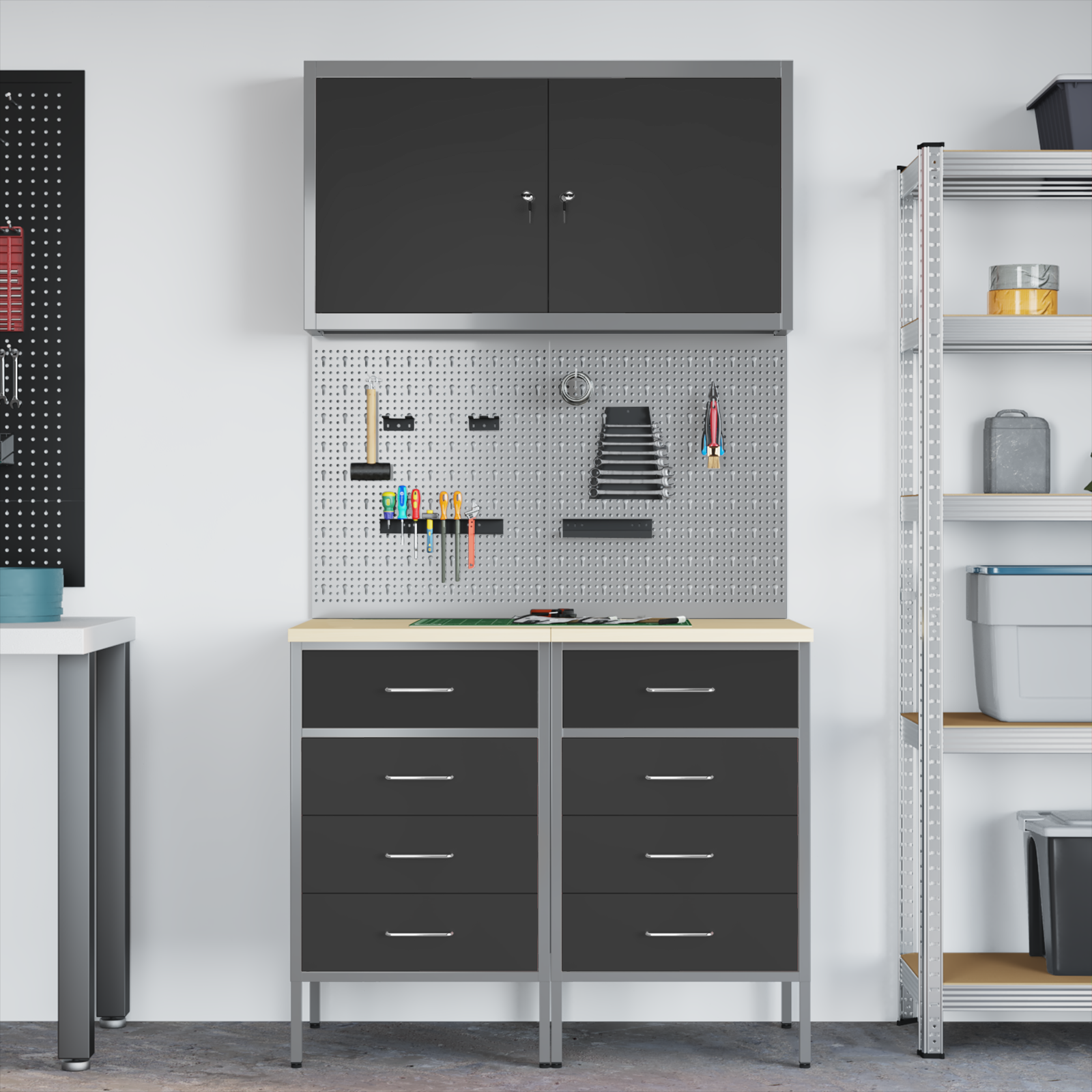 5 Piece Work Bench Set Black Steel - Image 4