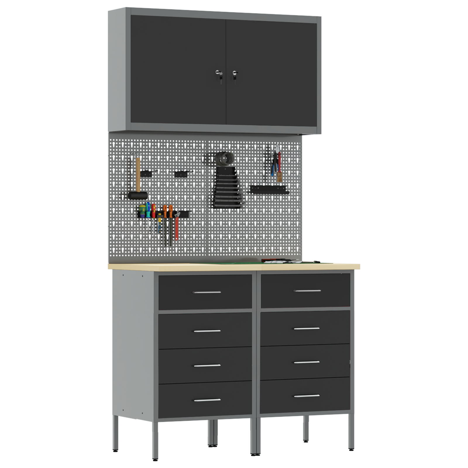 5 Piece Work Bench Set Black Steel - Image 3