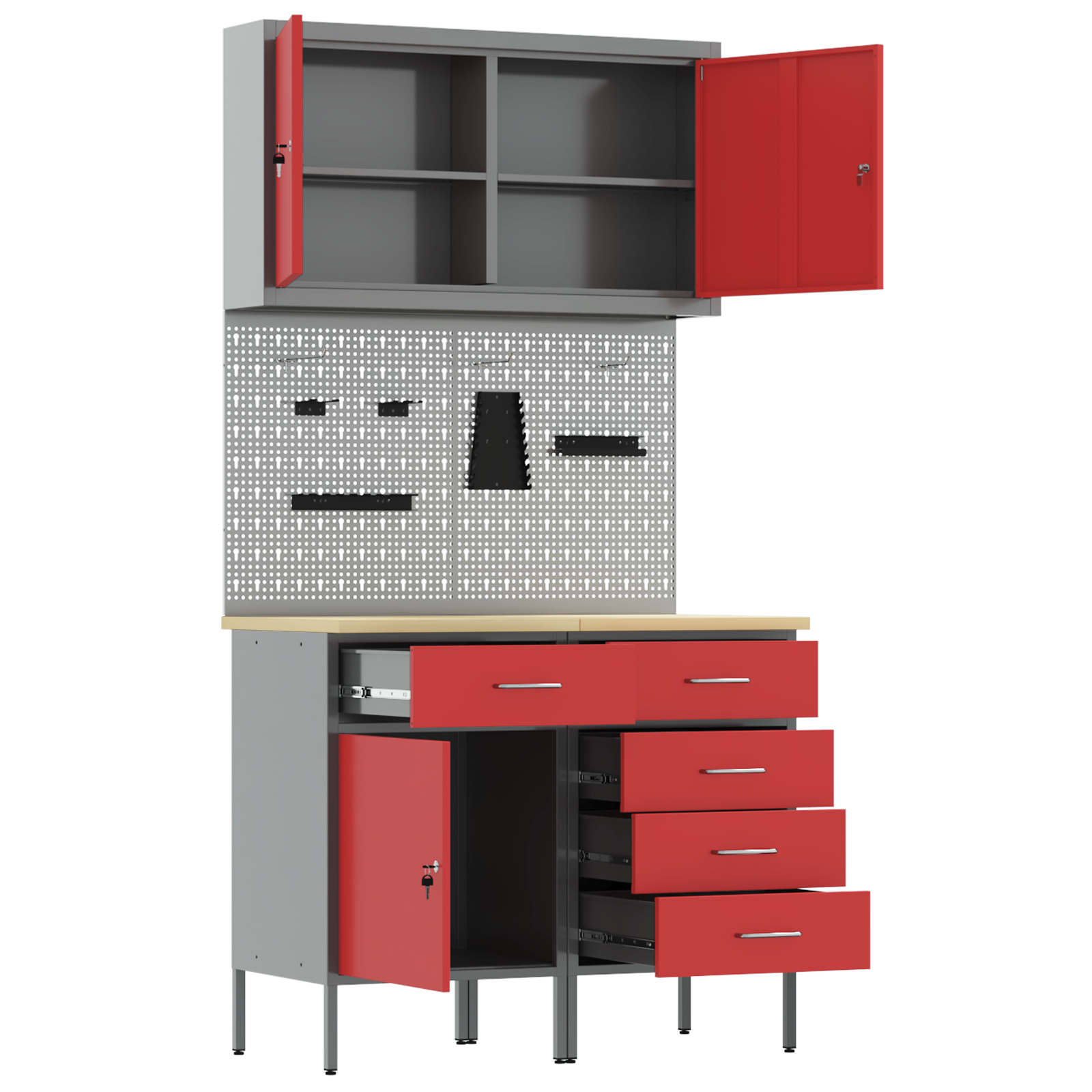 5-Piece Workbench Set in Red Steel - Image 5