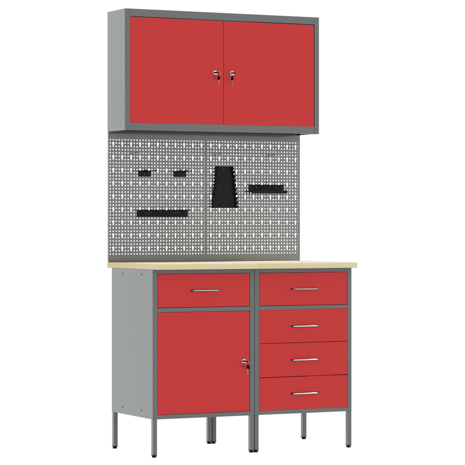 5-Piece Workbench Set in Red Steel - Image 2