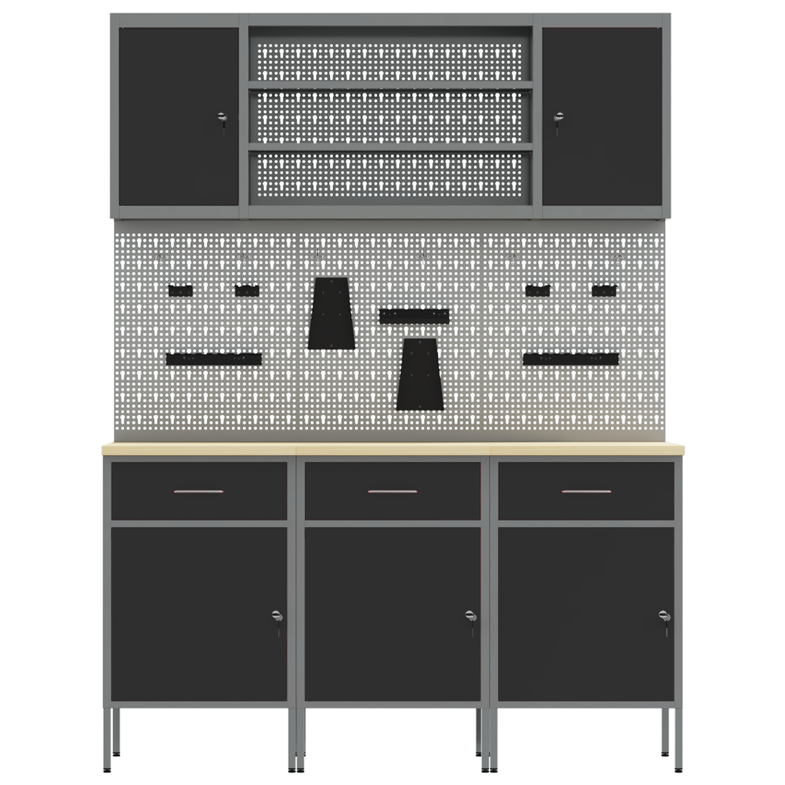 7 Piece Work Bench Set Black Steel - Image 9