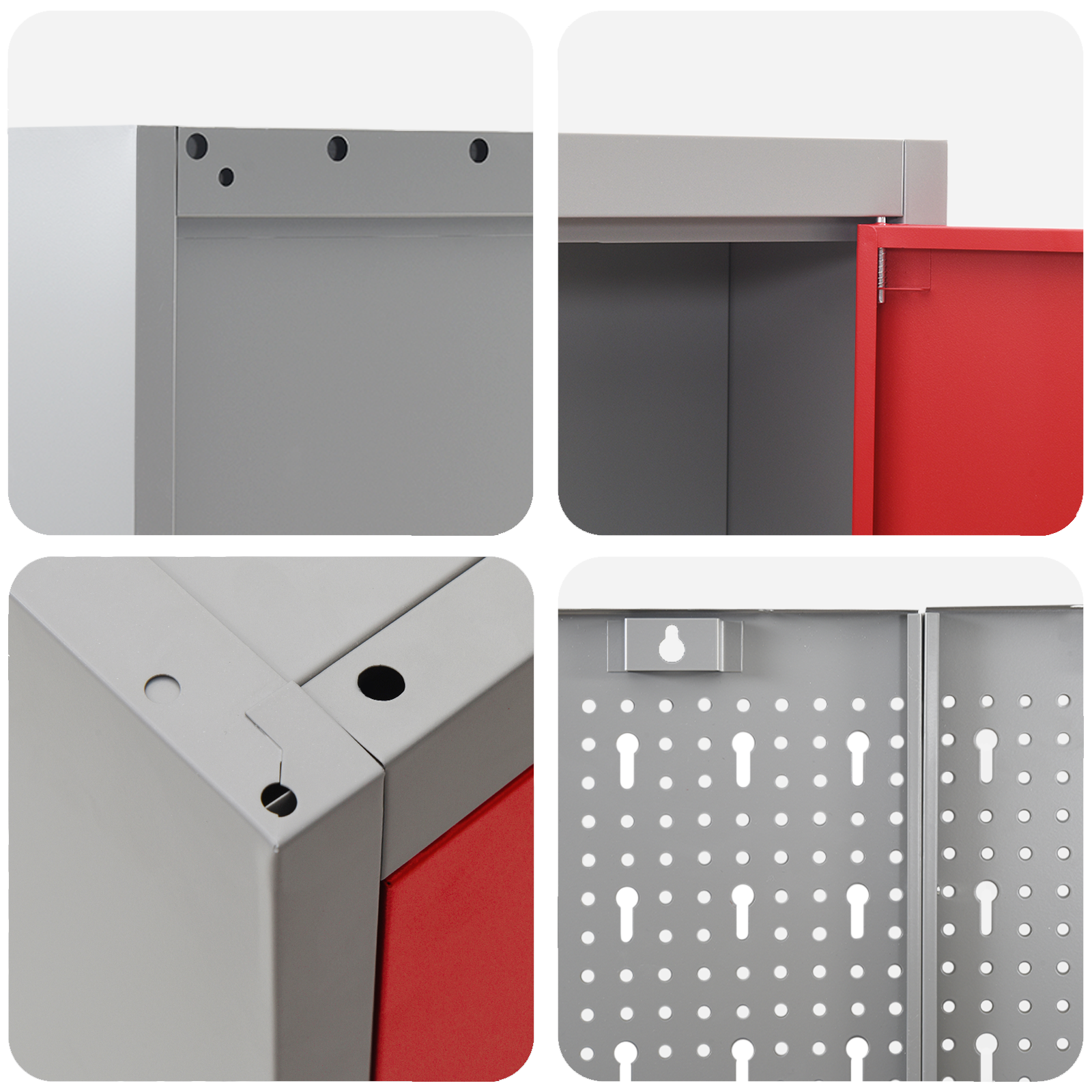 8-dele arbejdsbord og pegboard sæt i rød MDF og metal - Billede 11