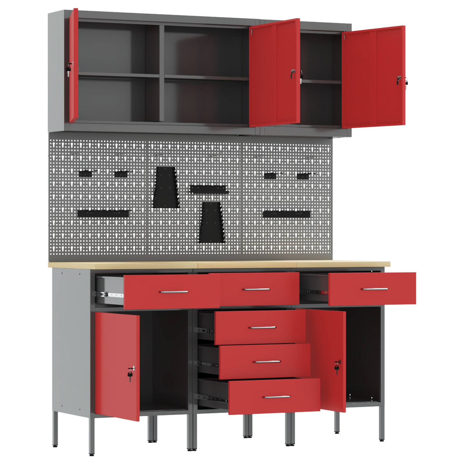 8 Piece Work Bench Set Red Steel - Image 5