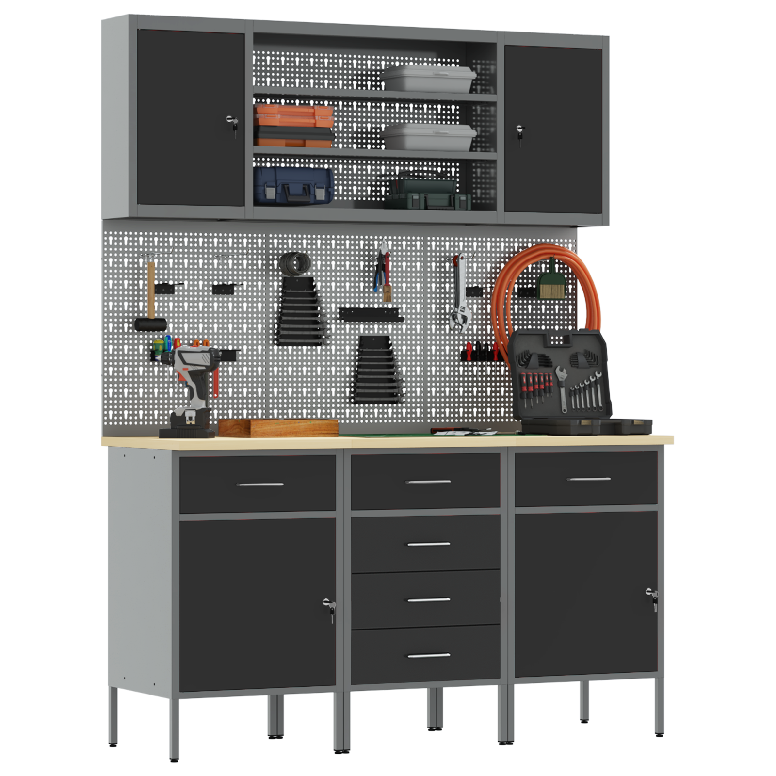 7-Piece Workbench Set in Black Steel - Image 3