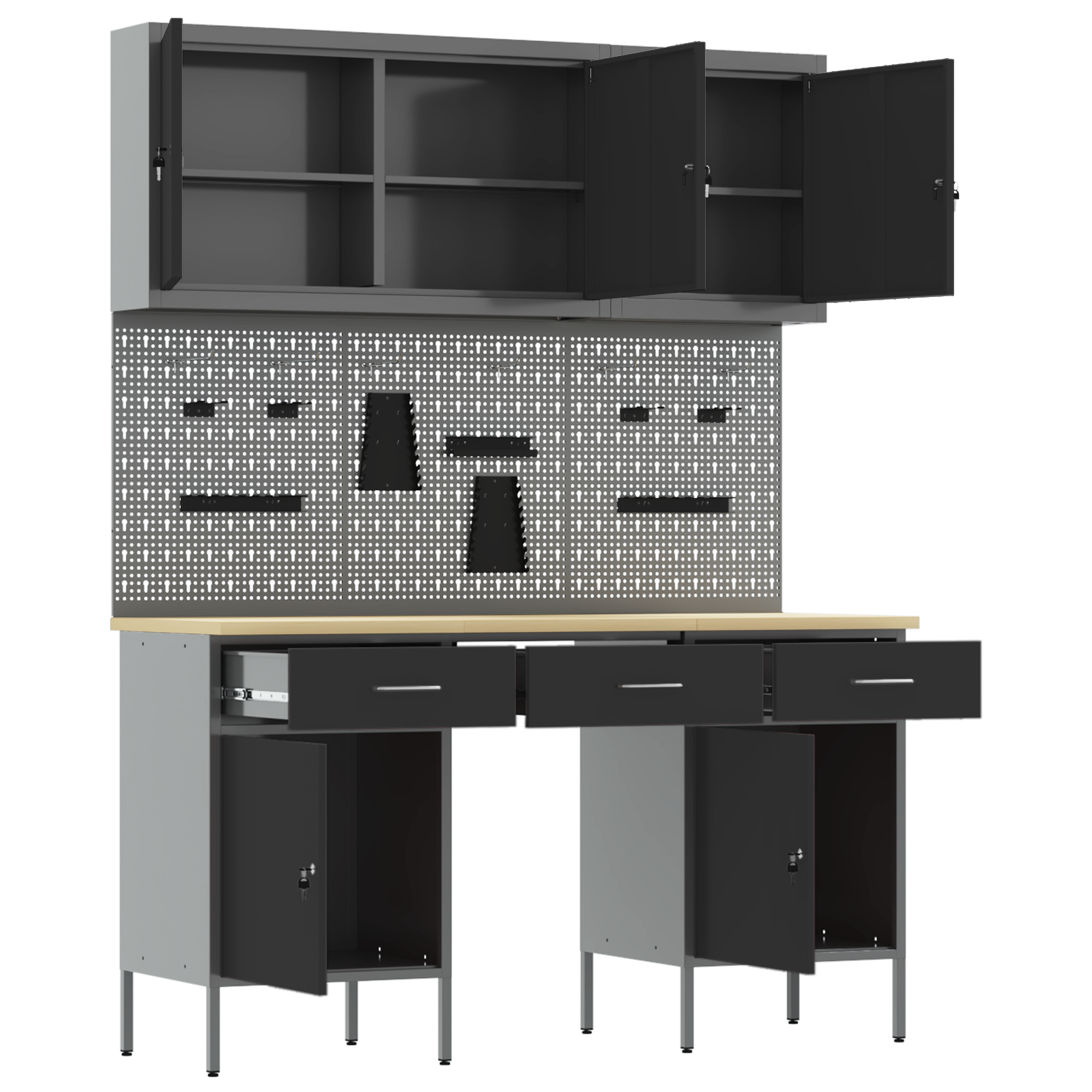 8-Piece Workbench Set - Black Steel - Image 5