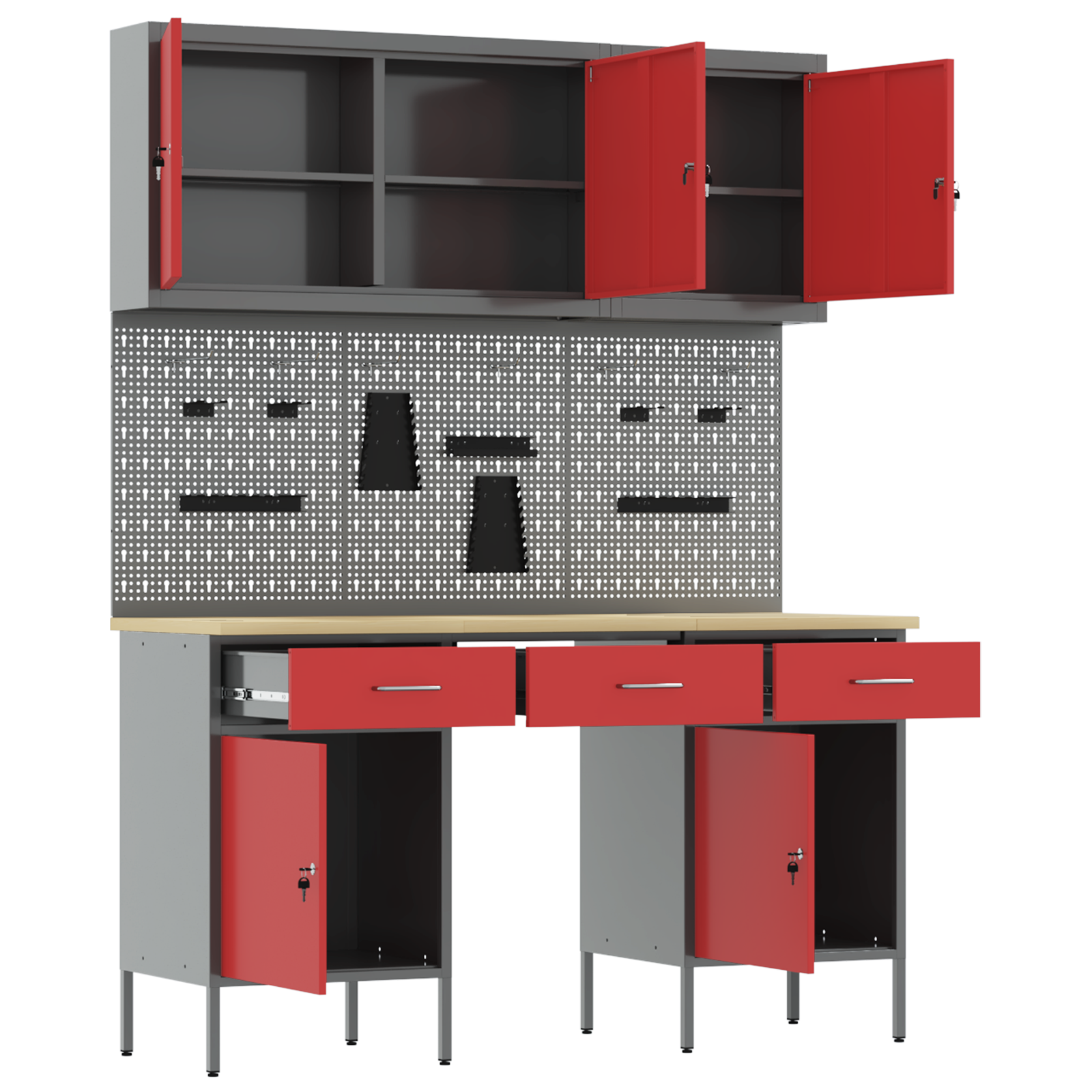8-Piece Red Steel Workbench Set - Image 5