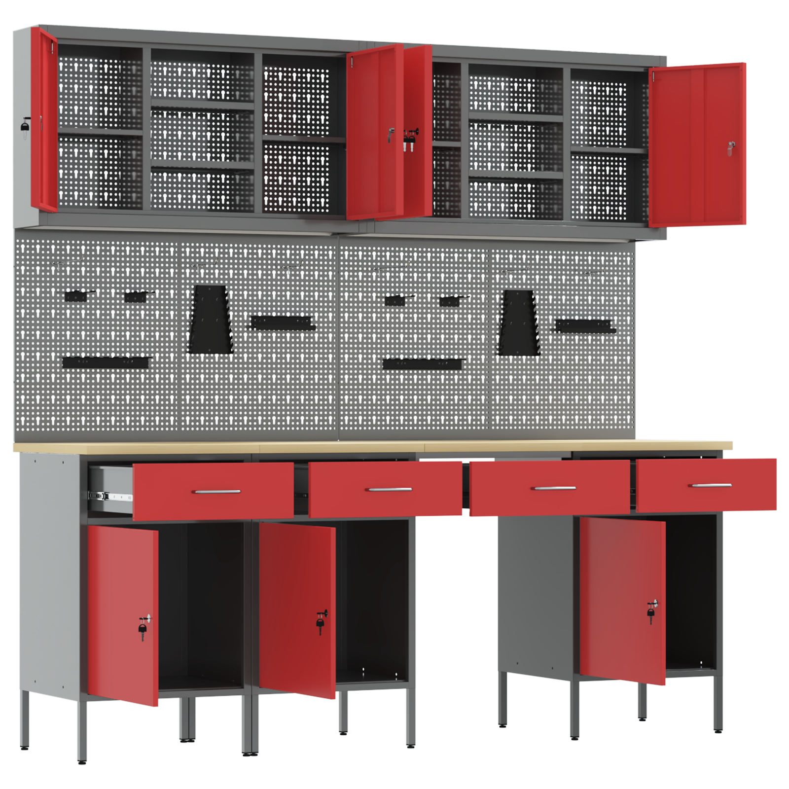 10-Piece Red Steel Workbench Set - Image 5