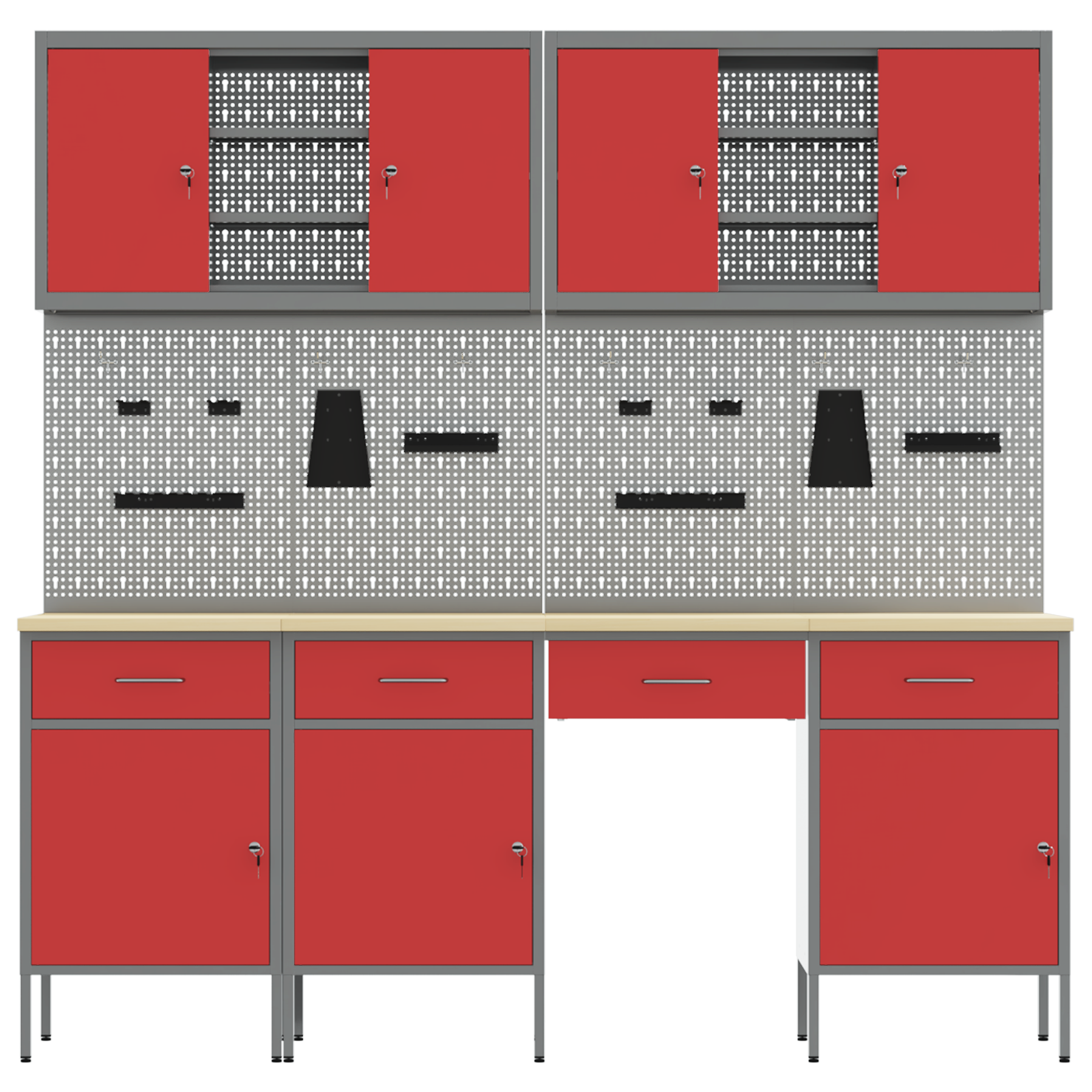 10-Piece Red Steel Workbench Set - Image 9