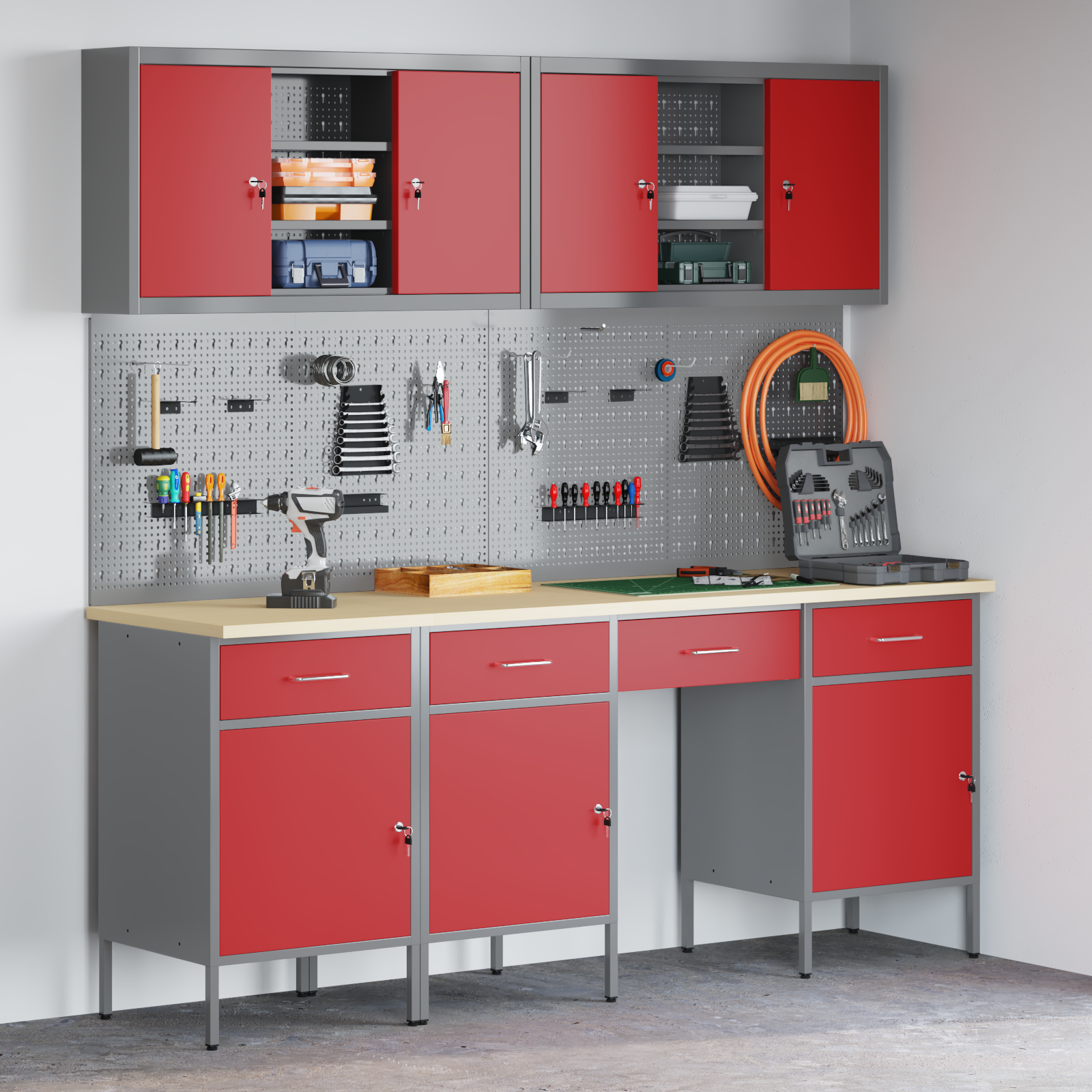 10-Piece Red Steel Workbench Set