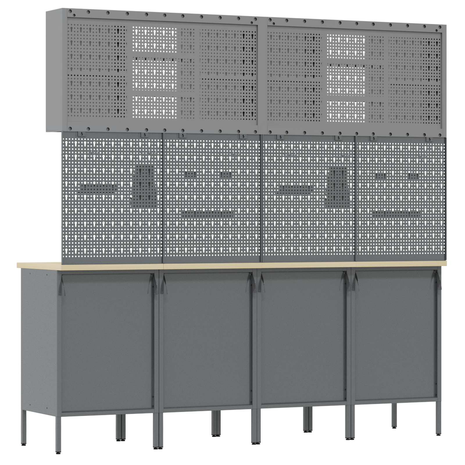 10-Piece Work Cabinet and Pegboard Set - Black MDF and Metal - Image 11