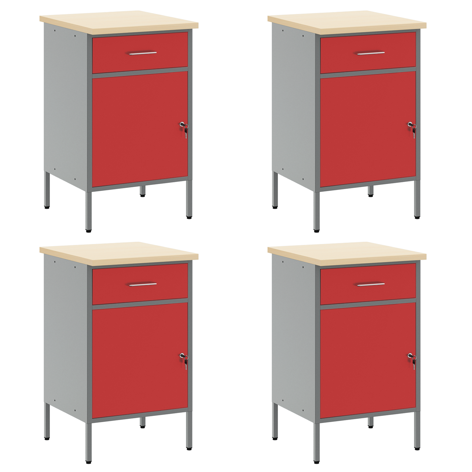 10 Piece Work Cabinet and Pegboard Set in Red MDF and Metal - Image 8