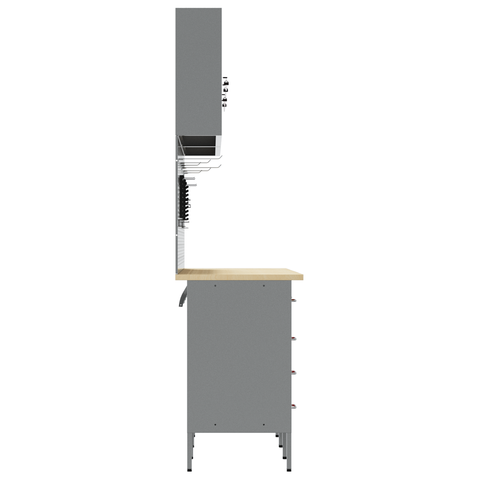 10 Piece Work Cabinet and Pegboard Set in Red MDF and Metal - Image 11