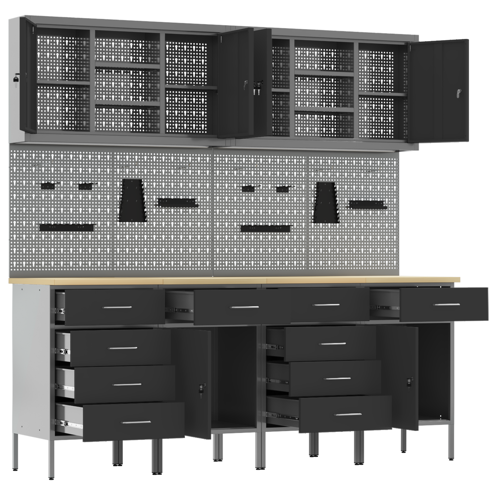 Work Cabinet Set Set of 10 Black Steel 200 x 55 x 200 cm - Image 6