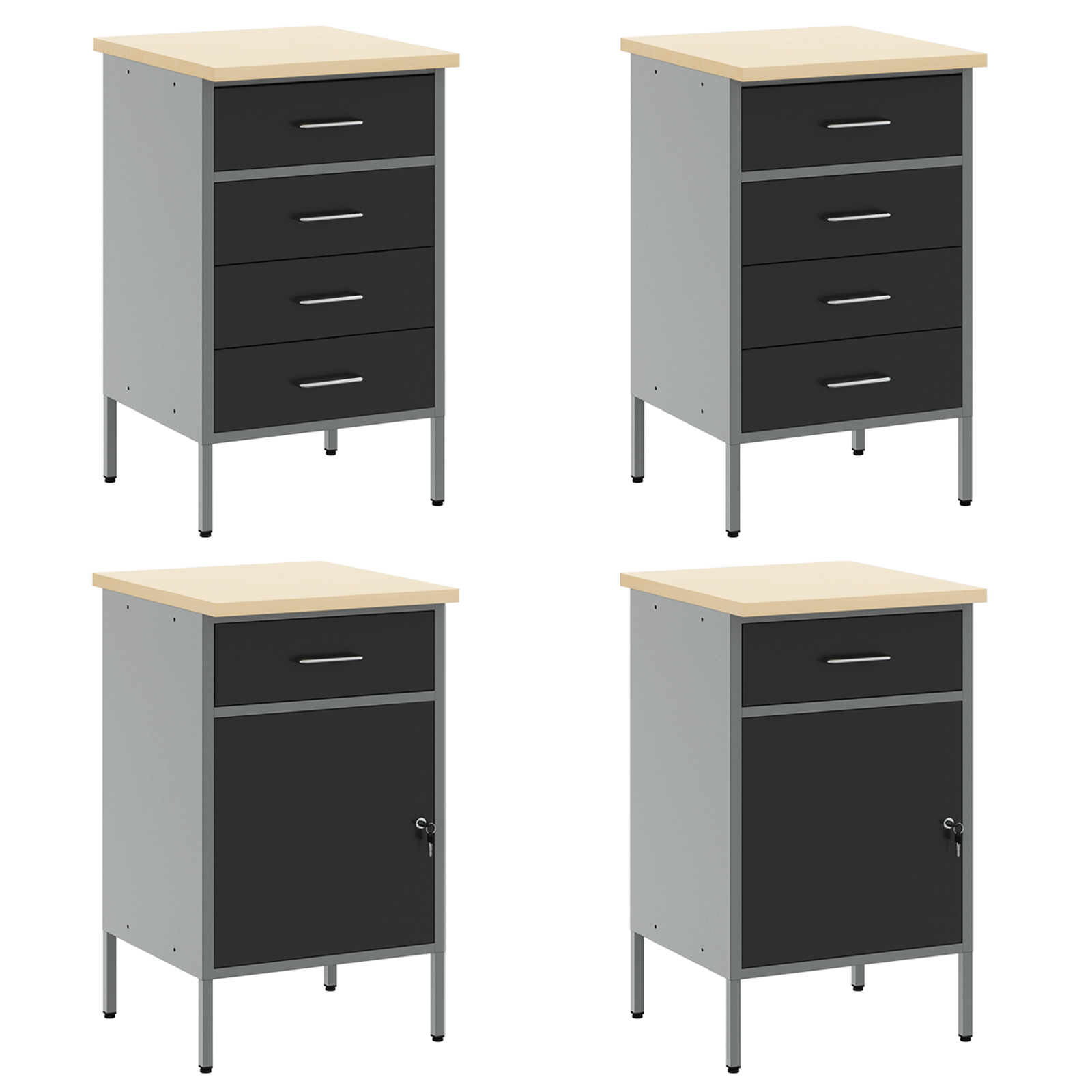 Work Cabinet Set Set of 10 Black Steel 200 x 55 x 200 cm - Image 8