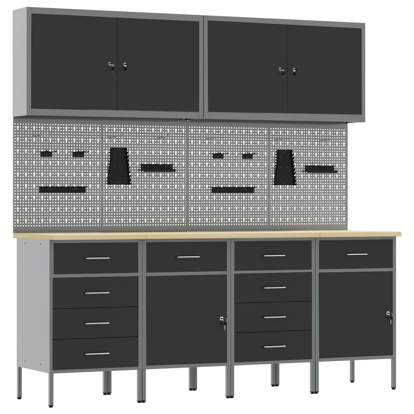 Work Cabinet Set Set of 10 Black Steel 200 x 55 x 200 cm - Image 2